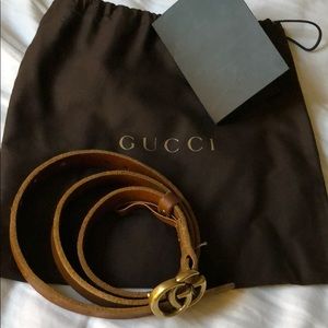 AUTHENTIC Tan and gold Gucci belt